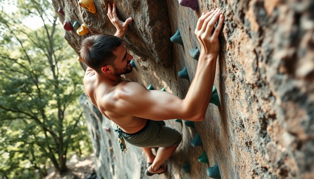 Boulderer in Aktion