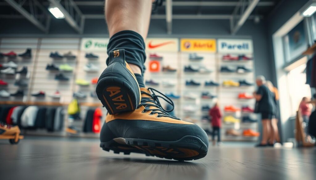 Kletterschuhe anprobieren