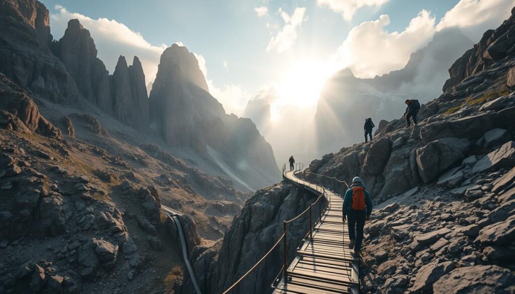 Bergsteiger-Infrastruktur Dolomiten