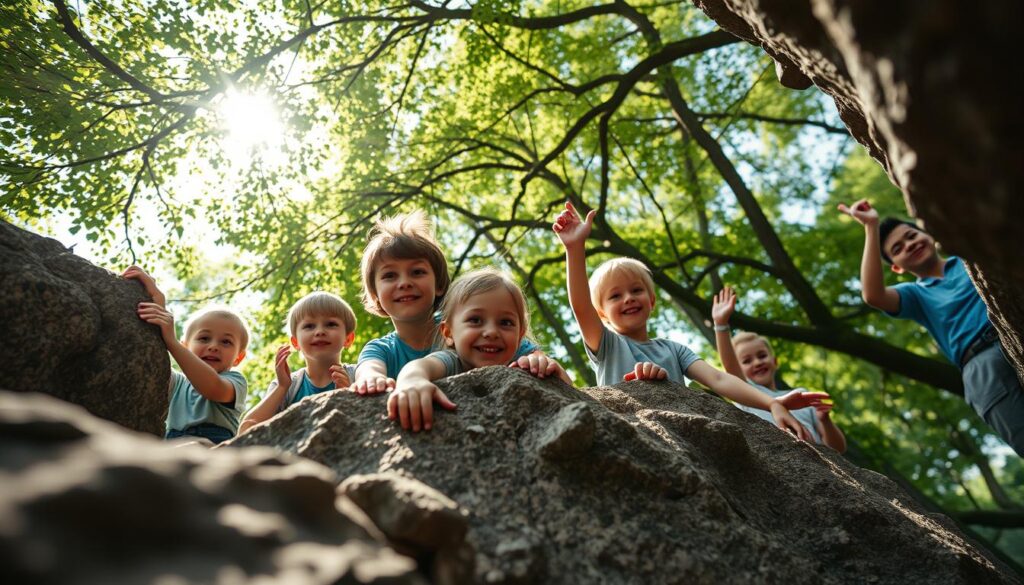 Kinder beim Bouldern