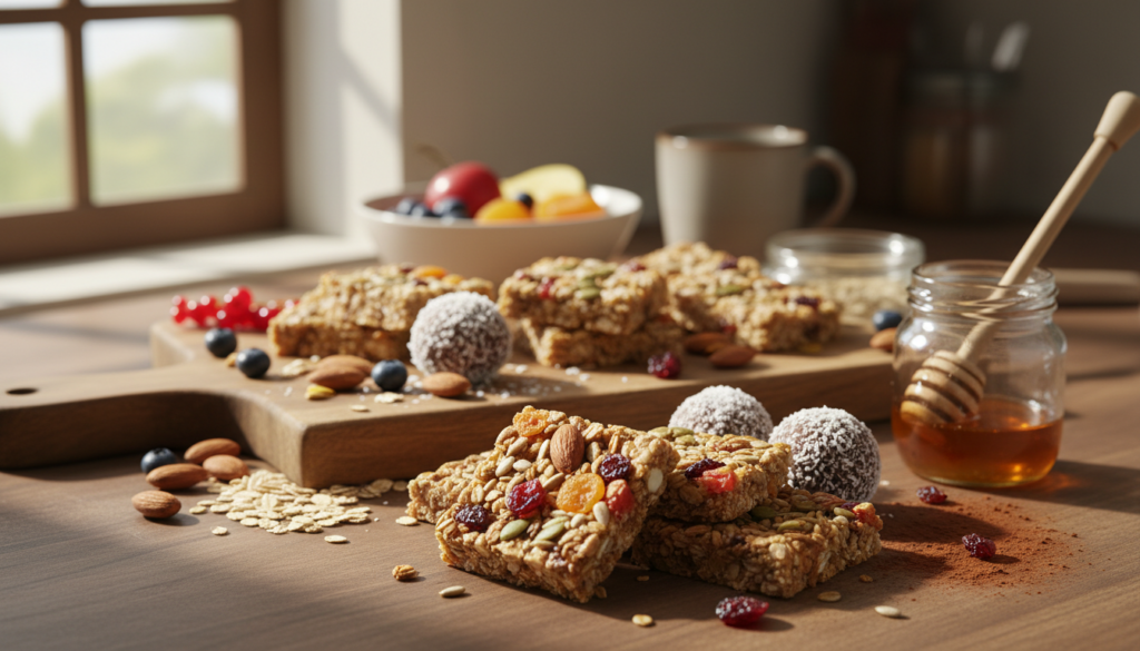 Selbstgemachte Müsliriegel und Energy Balls Selbstgemachte Müsliriegel und Energy Balls