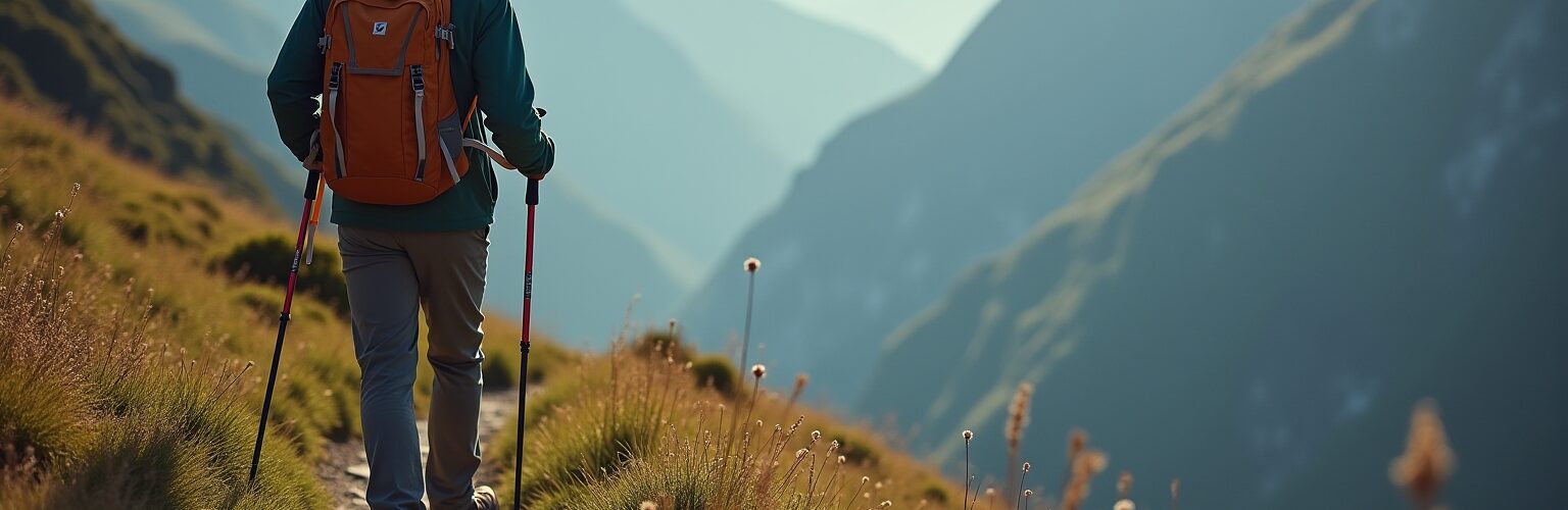 wandern mit trekkingstöcken-Titel